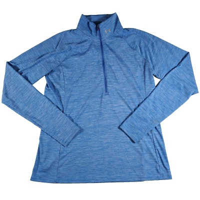 Under Armour Pullover Womens XL Loose Fit Heat Gear 1/4 Zip Long Sleever Blue - Image 1 of 4