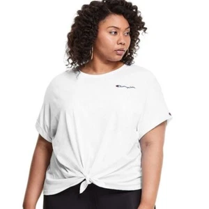Champion Woman's Plus Size Tie Front T-Shirt - 1X - White - NWOT - FREE SHIPPING - Picture 1 of 1