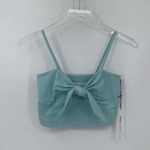 Susana Monaco Schleife Cropped Tank Top Shirt Bluse Jersey Strick Breathe Blau Neu S - Bild 1 von 4