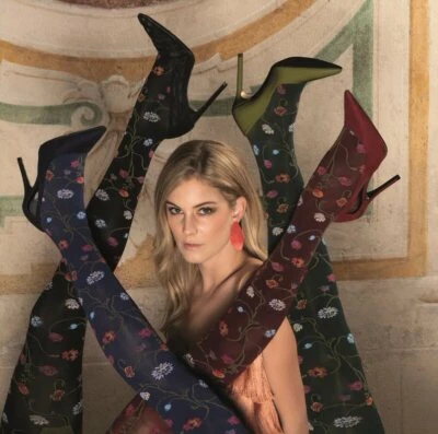 Trasparenze PLATINO blickdichte Strumpfhose mit bunten Blumen bestickt - Bild 1 von 4