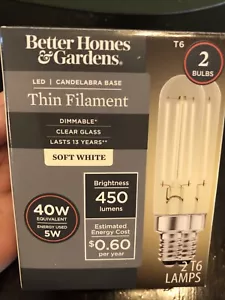 2 T6 LED Soft White Light Bulbs, 5 Watts (40W Equivalent) 2pk New - Picture 1 of 4