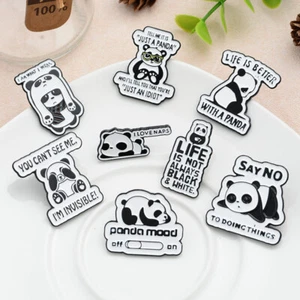 Cute Panda Enamel Pin Buckle Funny Lapel Pins Badge Brooches Ornaments Gifts - Picture 1 of 16