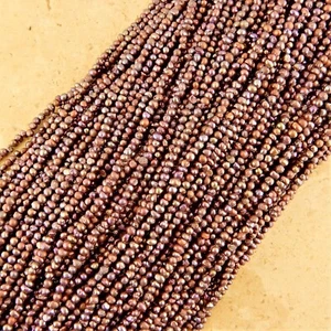 3 strands 2mm Purple Genuine Freshwater Potato Seed Pearl 360 Beads  - Picture 1 of 4