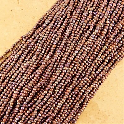 3 strands 2mm Purple Genuine Freshwater Potato Seed Pearl 360 Beads  - Image 1 of 4