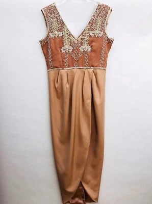 Virgos Lounge Vestido Cuentas Fiesta Midi Talla UK14 EUR42 US10 - Imagen 1 de 4