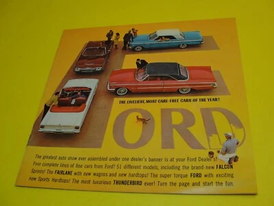 Ford 1963 folleto original Falcon Fairlane Galaxy 500 T-Bird Foto 1 de 4