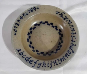 1990 Rowe Pottery Works alfabeto e numeri apprendimento piccoli bambini ciotola cibo - Foto 1 di 5