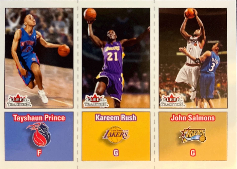 Tayshaun Prince, Kareem Rush, John Salmons Fleer 02-03 #284 Pistons Lakers 76ers - Image 1 of 1