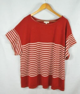 Max Studio Women's Knit Blouse 2X Burnt Orange White Stripe Top Shirt NWT - Imagen 1 de 10