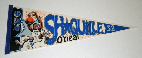 1990's MAGIC Shaquille O'Neal caricature SHAQ ROOKIE pennant original NBA Cover