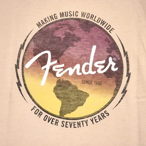 Lucky Brand FENDER Shirt Mens LARGE Beige GUITARS AMPS Strat Casual MUSIC NWT - Picture 1 of 11