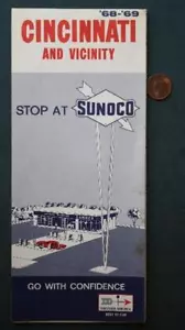 1968-69 Sunoco Oil Gas service station Cincinnati Ohio & Vicinity road map NICE- - Picture 1 of 1