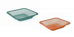 Square Bait Box Riddle - Maggot / Castor Mesh 17 x 17cm 3mm holes Orange / Green - Picture 1 of 6