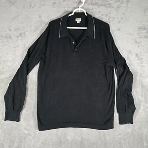 J.Crew Shirt Mens L Large Cotton Silk Long Sleeve Black Knit Collared Work - Picture 1 of 7