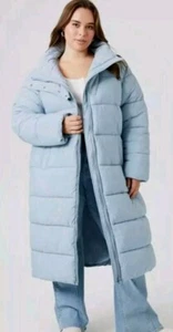 2025 DEAL! New Plus Size Longline Puffer Coat/Jacket. Sky-Blue. Women, 1X Adult - Picture 1 of 12