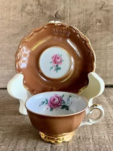 Platillo taza DEMITASSE con patas Bareuther Bavaria Alemania caramelo hueso China años 40 - Imagen 1 de 11
