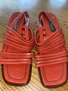 Bally Orange Leder Riemchen Sandalen Flache Schuhe EU 5 1/2 - Bild 1 von 4