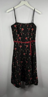Vtg Rampage 90s Y2K Dress Jrs Sz 3 Black Rosette Whimsigoth  Dark Romance Dainty - Image 1 of 4