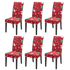 Christmas Dinner Chair Covers 4/6Pack Stretch Chair Slipcovers Xmas Home Decora - Picture 1 of 60