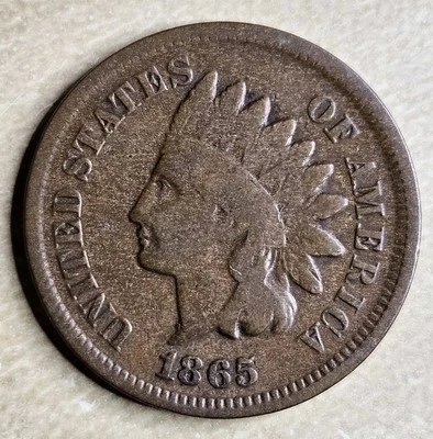 1865 Indian Head Cent Penny Snow 4 FS-1302 Fancy 5 Very Good VG almost Fine F - Image 1 of 4