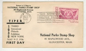 1936 TIPEX SOUVENIR SHEET 778C-67 MICHIGAN STAMP CUTOUT 1ST PARKS STAMP SHOP $50 - Picture 1 of 1