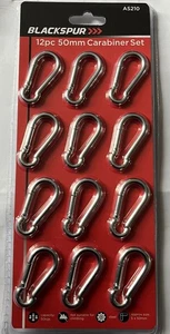 50MM PORTACHIAVI MOLLA LINKS x 12 CLIP CAMPEGGIO CARIBINER ganci a scatto 50KG - Foto 1 di 1