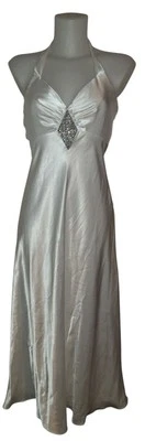 Vestido Babydoll Coqueta Boho Halter Bailar de graduación Vintage Años 90 Para Mujer Blanco Estrás Talla 5/6 Foto 1 de 4