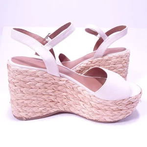 Universal Thread Women's Raffia Wedge Ankle Strap Sandal Sz 7 White - Picture 1 of 7