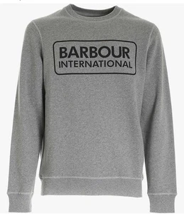 Barbour International Grey Marl Large Logo Crew Neck Sweatshirt - Size Large - Picture 1 of 16