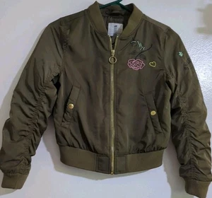 Chaqueta H&M Niñas Gráfico Estampado Graffiti Talla 9-10 Niñas Verde Ejército Unicornio - Imagen 1 de 13