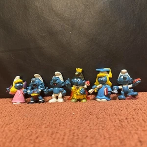 VINTAGE SMURFS LOT OF 6 FIGURES SCHLEICH PEYO 70s 80s - Picture 1 of 7