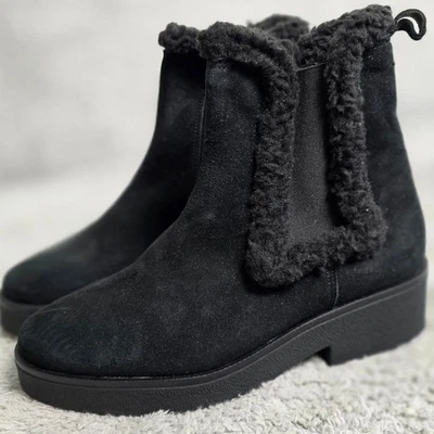 Botas Chelsea Sesto Meucci Hechas en Italia Negras Gamuza Forradas en Piel de Oveja 37 6.5 NUEVAS Foto 1 de 4