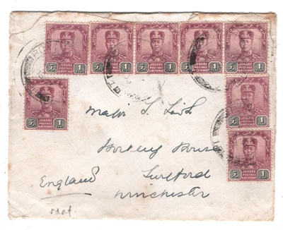 Cubierta MALAYA JOHORE *PONTIAN* GB Hants Winchester 1933{Samwells-covers}KA744 Foto 1 de 4