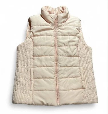 NY&C New York & Company Chaleco acolchado sin mangas frontal cremallera rosa para mujer talla L Foto 1 de 4