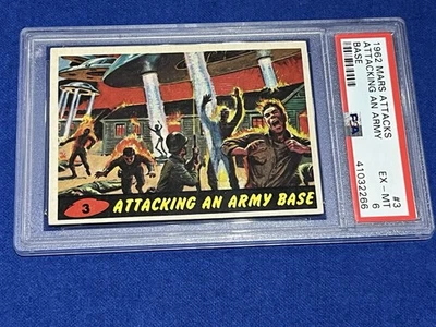 1962 Topps Mars Attacks Attacking An Army Base PSA 6 Graded Non Sports Card - Image 1 of 4