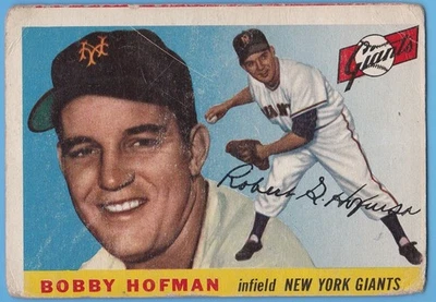1955 Topps #17 Bobby Hofman. New York Giants. FR/GD. - Image 1 of 2