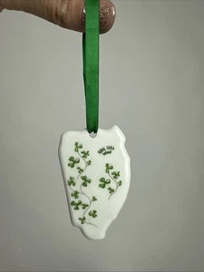 Arpa ornamento ceramica Royal Tara Ireland con trifogli nastro appendiabiti - Foto 1 di 5