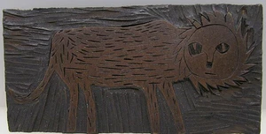 Katze   Nr. 5 Originaler Abstrakter Expression Linolschnitt Druckplatte - Bild 1 von 3