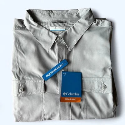 Columbia Omni Shade Men's Long Sleeve Shirt Cool Grey 40 UPF Size XL - Image 1 of 4