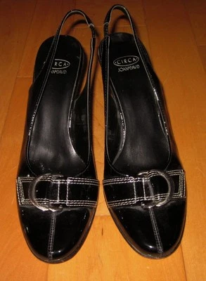 Circa Joan & David Wms Black Patent Leather Slingback Heels 9 *Sharp Must C* - Imagem 1 de 4
