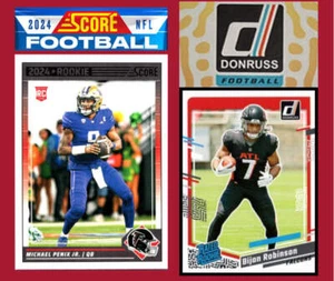 2024 SCORE NFL Atlanta Falcons Team Set 323 Michael Penix RC + 2023 DONRUSS Bija - Picture 1 of 1