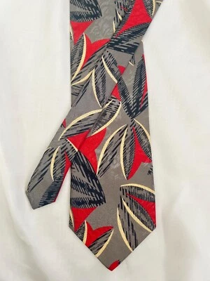 Corbata de seda tallada vintage - Abstracta de mediados de siglo - Hecha en Francia - 8,4 cm Foto 1 de 3