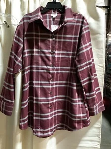 Lularoe Abigail Plaid Plum & White Button Down Shirt Long sleeve NWT Purple - Picture 1 of 3