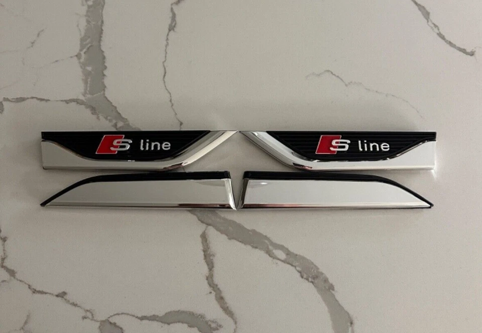Audi A5 (B9) S-Line Guardabarros Insignia Emblemas Puerta Cromo 4-set Logo Juego Completo Línea S Foto 1 de 1