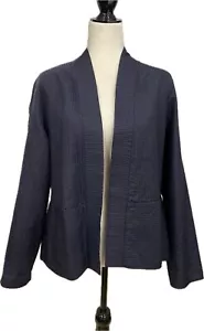 Eileen Fisher große Seiden Stepp Strickjacke Jacke dunkelblau - Bild 1 von 12