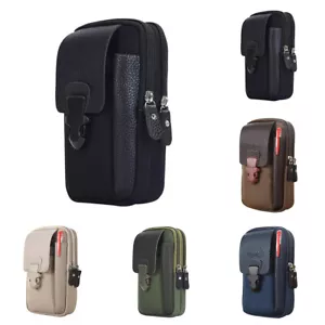 Canvas Men Waist Belt Bags Business Sports Casual Male Zip Mobile Phone Pouch - Picture 1 of 39