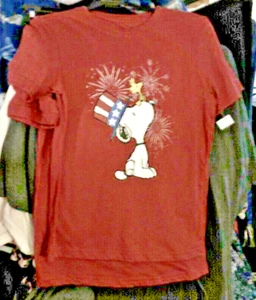 Peanuts Hybrid Apparel Snoopy Woodstock USA Patriotic T-Shirt YOUTH SIZE 8 - Picture 1 of 1