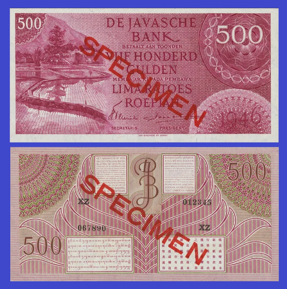 INDIAS HOLANDESAS 500 FLORINES 1946 ESPÉCIMEN - Copia Foto 1 de 1