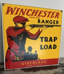 EUC WINCHESTER TRAP LOAD SALES MUNITION SHOT GUN RANGER SIGN 10” X 10” (151) - Bild 1 von 3