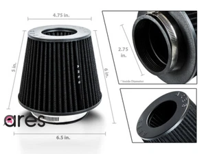 Repuesto de filtro de aire seco universal Ares negro 2,75" cono filtro seco filtro - Imagen 1 de 5